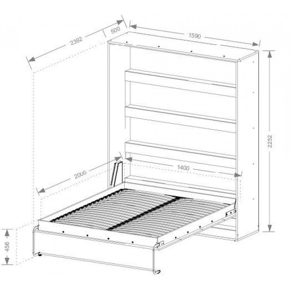 Κρεβάτι τοίχου Aether II-Leuko-Mauro-140 x 200