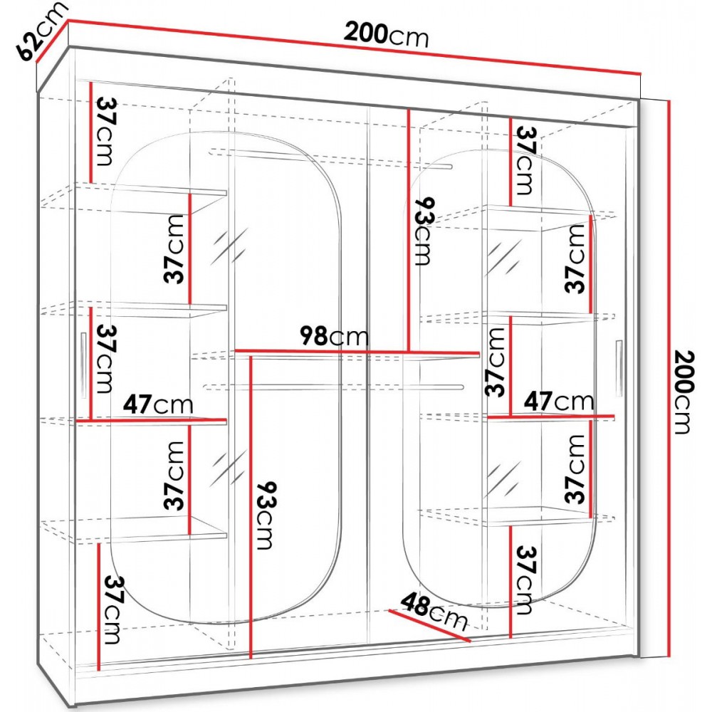 Ντουλάπα Bahrajn 200 συρόμενη-Cashmere