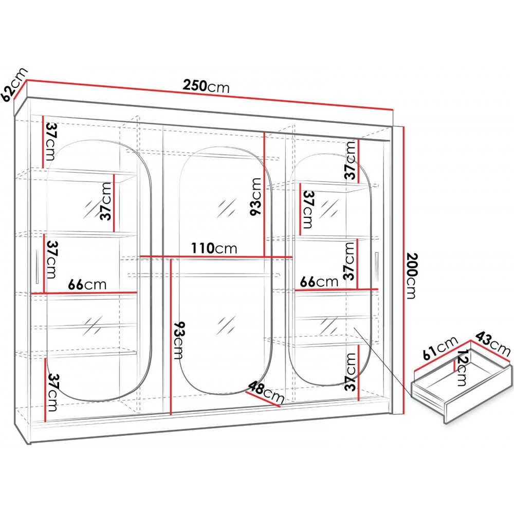 Ντουλάπα Bahrajn 250 συρόμενη-Cashmere