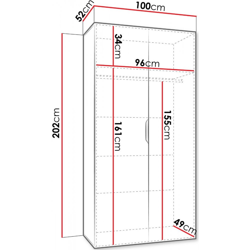 Ντουλάπα Malaga δίφυλλη-Cashmere