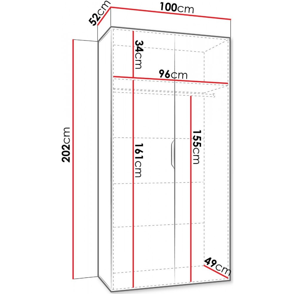 Ντουλάπα Malaga plus δίφυλλη-Leuko