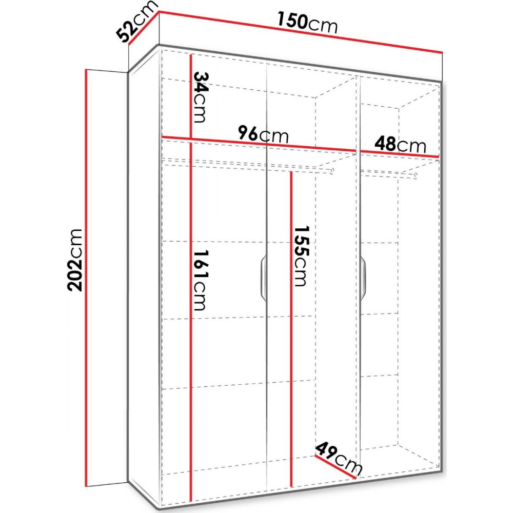 Ντουλάπα Malaga plus τρίφυλλη-Leuko