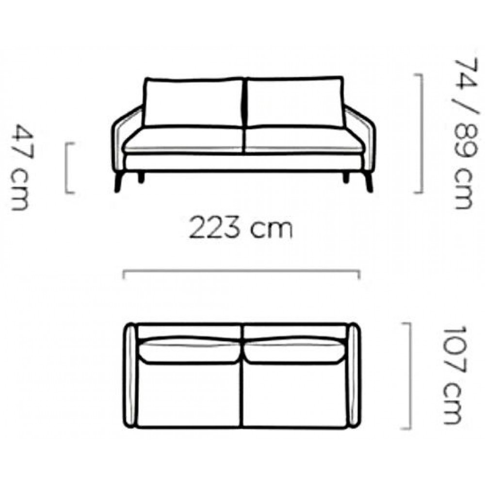 Καναπές Nebel τριθέσιος-Xaki 223x107x74