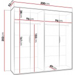 Ντουλάπα Malaga τετράφυλλη-Leuko