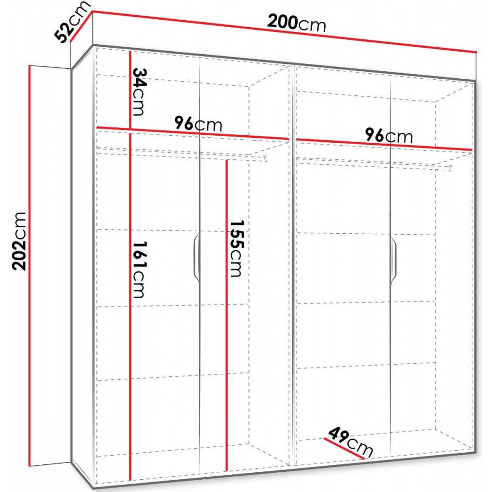 Ντουλάπα Malaga τετράφυλλη-Cashmere