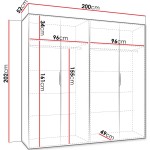 Ντουλάπα Malaga plus τετράφυλλη-Cashmere