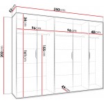 Ντουλάπα Malaga plus πεντάφυλλη 250x52x202
