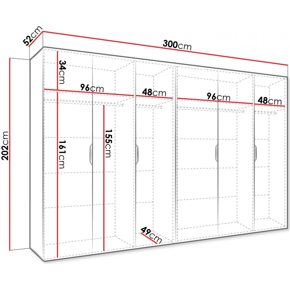Ντουλάπα Malaga εξάφυλλη-Cashmere