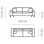 Καναπές Martin διθέσιος-Kafe 240x103x73