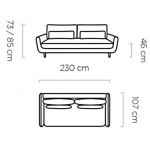 Καναπές Sirano διθέσιος-Mple Skouro 230x107x73
