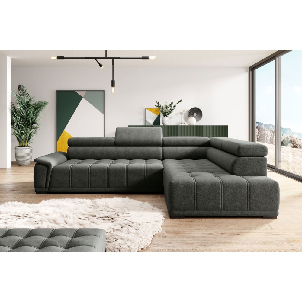 Γωνιακός καναπές Mogrio-Gkri Skouro-Δεξιά