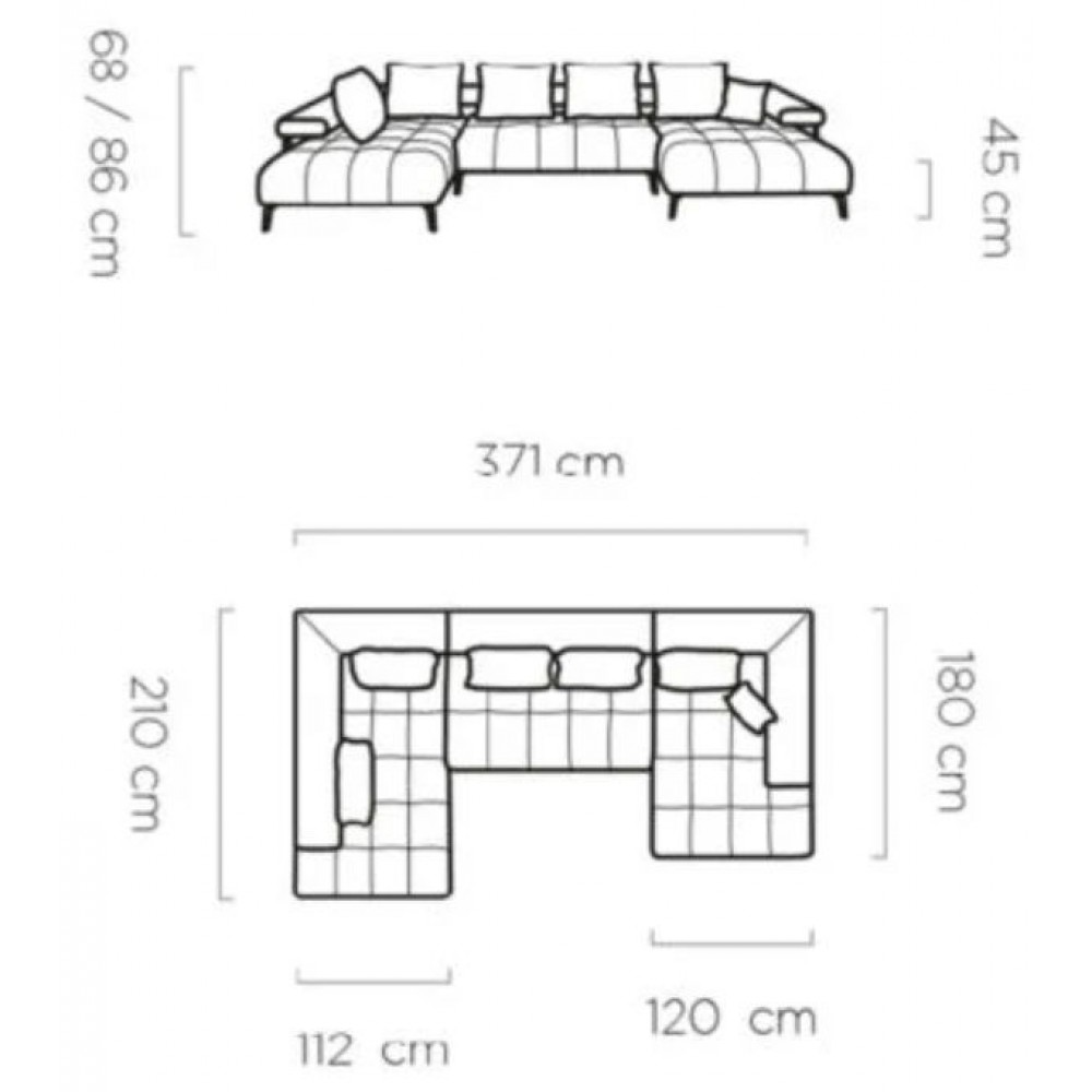 Γωνιακός καναπές Magnito Plus-Gkri Skouro-Αριστερή