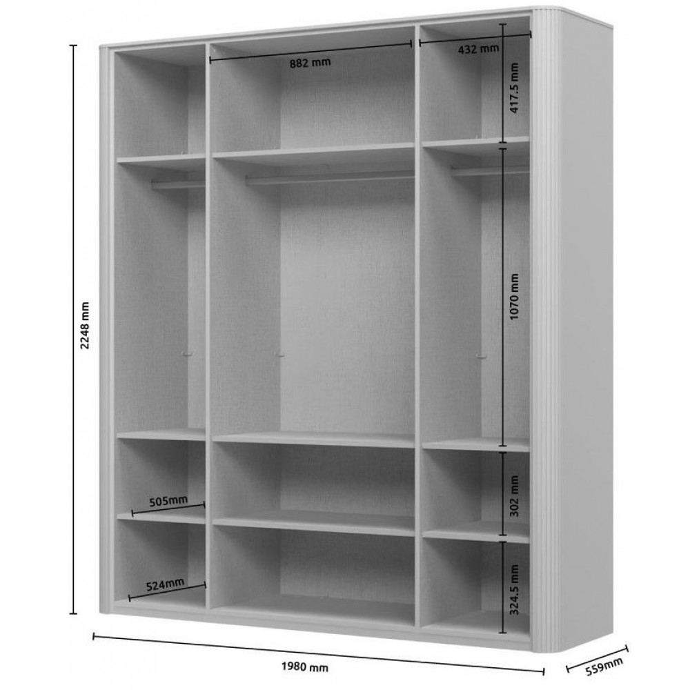 Ντουλάπα Dutchess τετράφυλλη 2 glass