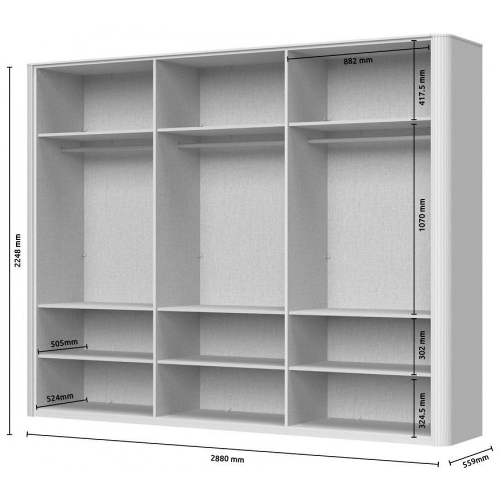 Ντουλάπα Dutchess εξάφυλλη glass