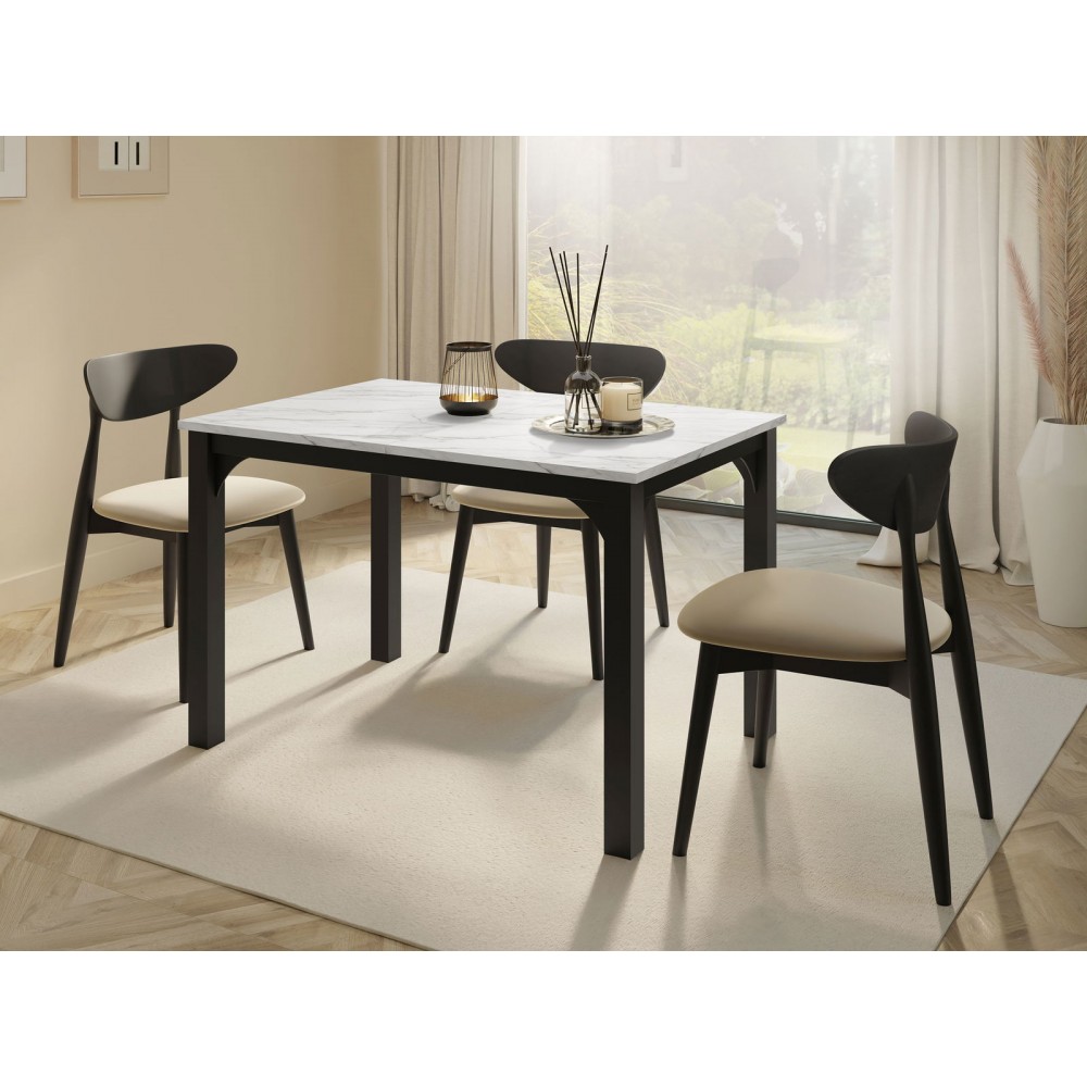 Επεκτεινόμενο τραπέζι Focus -Leuko Marmaro-Μήκος: 120 εκ.