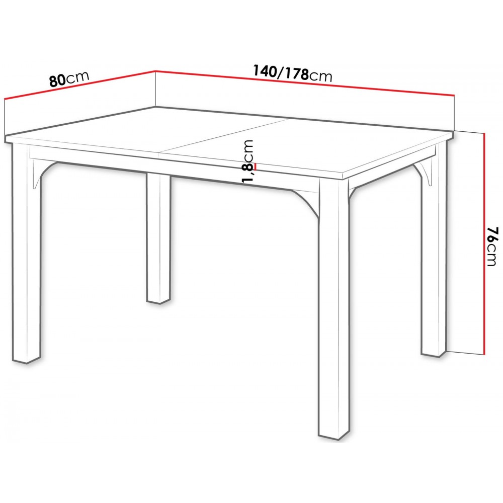 Επεκτεινόμενο τραπέζι Focus -Leuko Marmaro-Μήκος: 140 εκ.