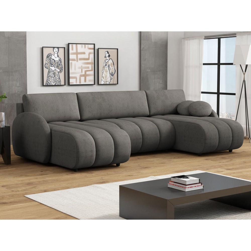 Γωνιακός καναπές Zara U-Gkri Skouro