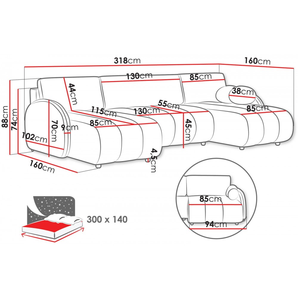Γωνιακός καναπές Zara U-Gkri