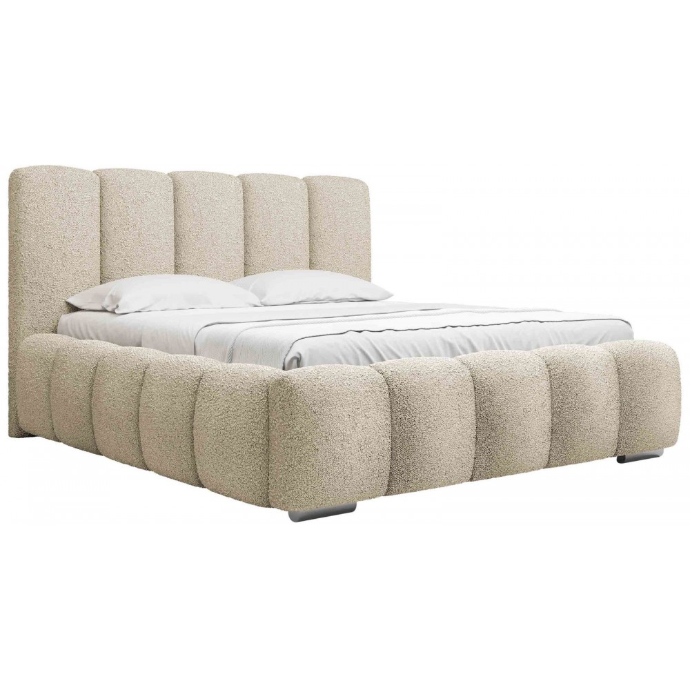 Επενδυμένο κρεβάτι Wizko-Beige-140 x 200