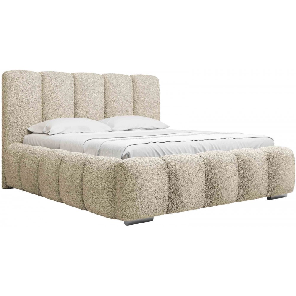 Επενδυμένο κρεβάτι Wizko-Beige-160 x 200