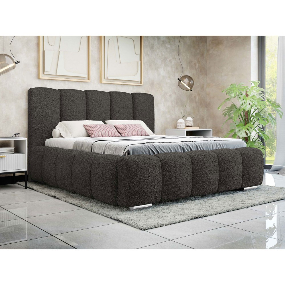 Επενδυμένο κρεβάτι Wizko-Grafitis-140 x 200