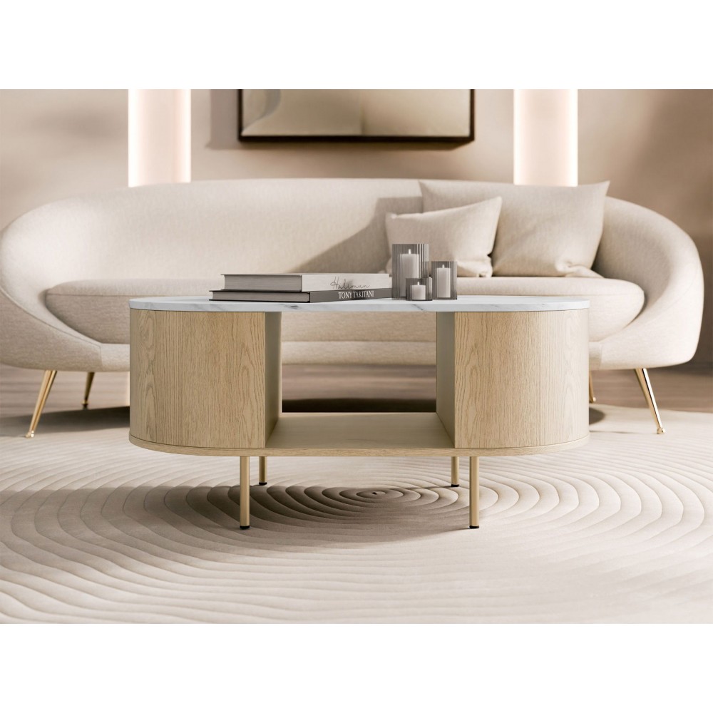 Τραπεζάκι σαλονιού Lygrint-leuko marmaro - xruso