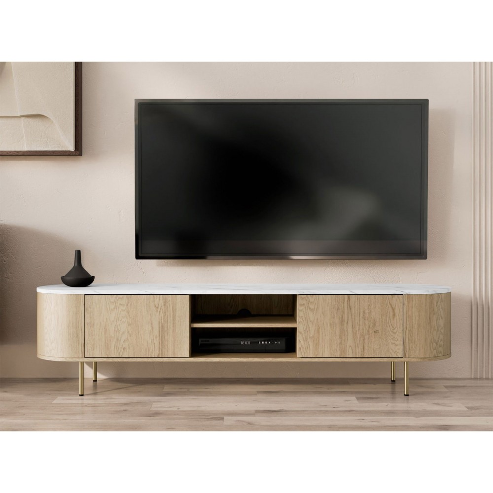 Έπιπλο τηλεόρασης Lygrint II-leuko marmaro - xruso