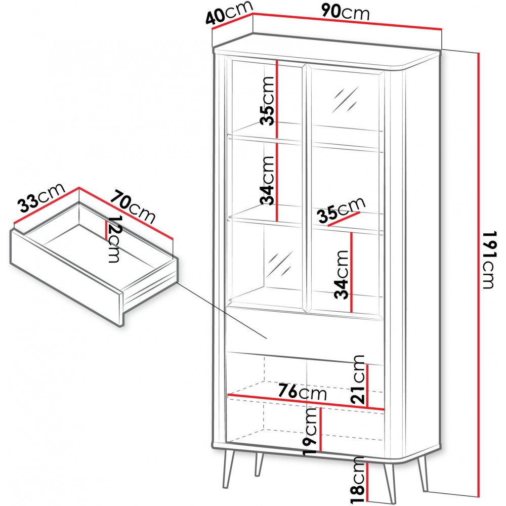 Βιτρίνα Marly Reg II 90x40x191