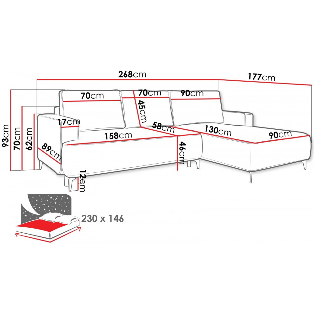 Γωνιακός καναπές Lavar-Roz-Δεξιά