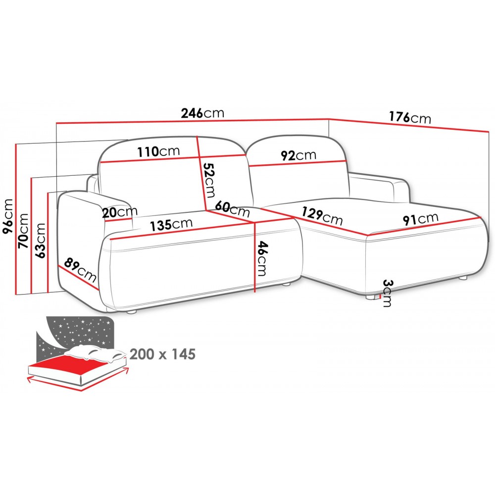 Γωνιακός καναπές Alivar-Leuko-Αριστερή