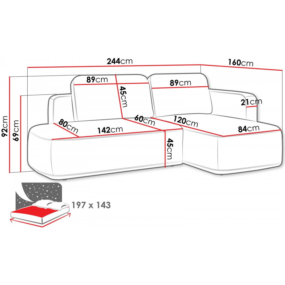 Γωνιακός καναπές Cozy-Gkri-Αριστερή