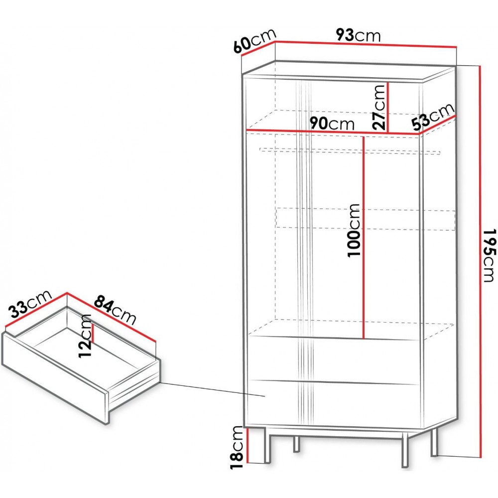 Ντουλάπα Alsy Reg δίφυλλη-Mpez Anoixto