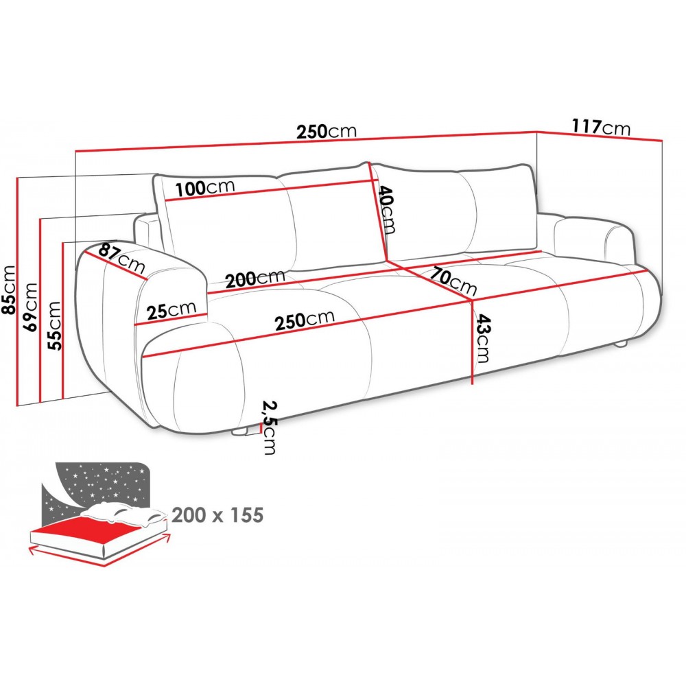 Καναπές - κρεβάτι Mitto-Kafe Skouro