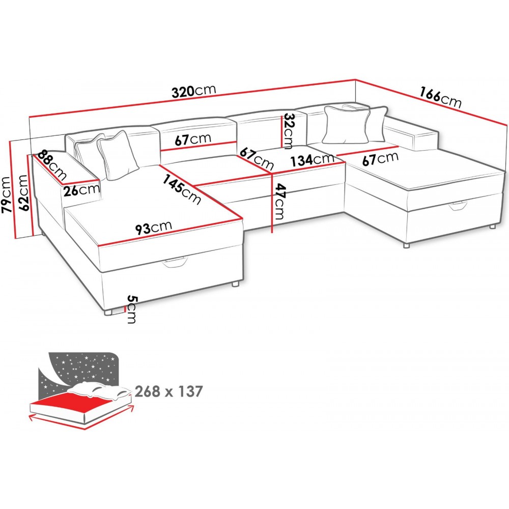 Γωνιακός καναπές Santos U-Kafe