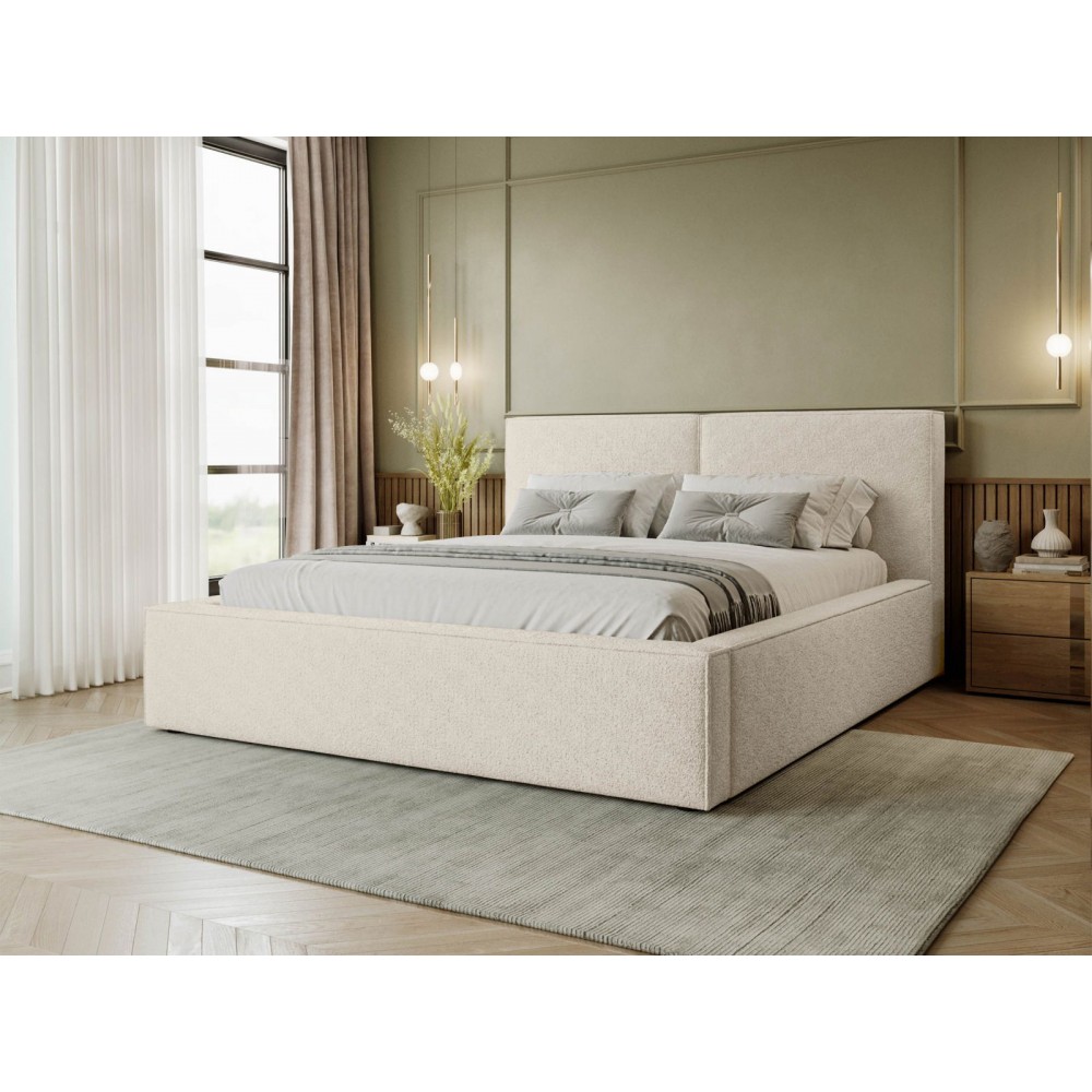 Επενδυμένο κρεβάτι Santos-Beige-200 x 200