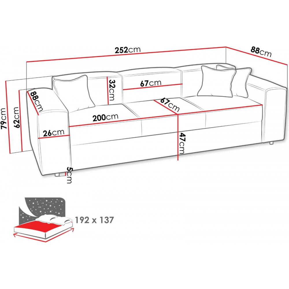 Καναπές Santos τριθέσιος-Leuko