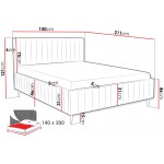 Επενδυμένο κρεβάτι Lewezo-Kafe-140 x 200