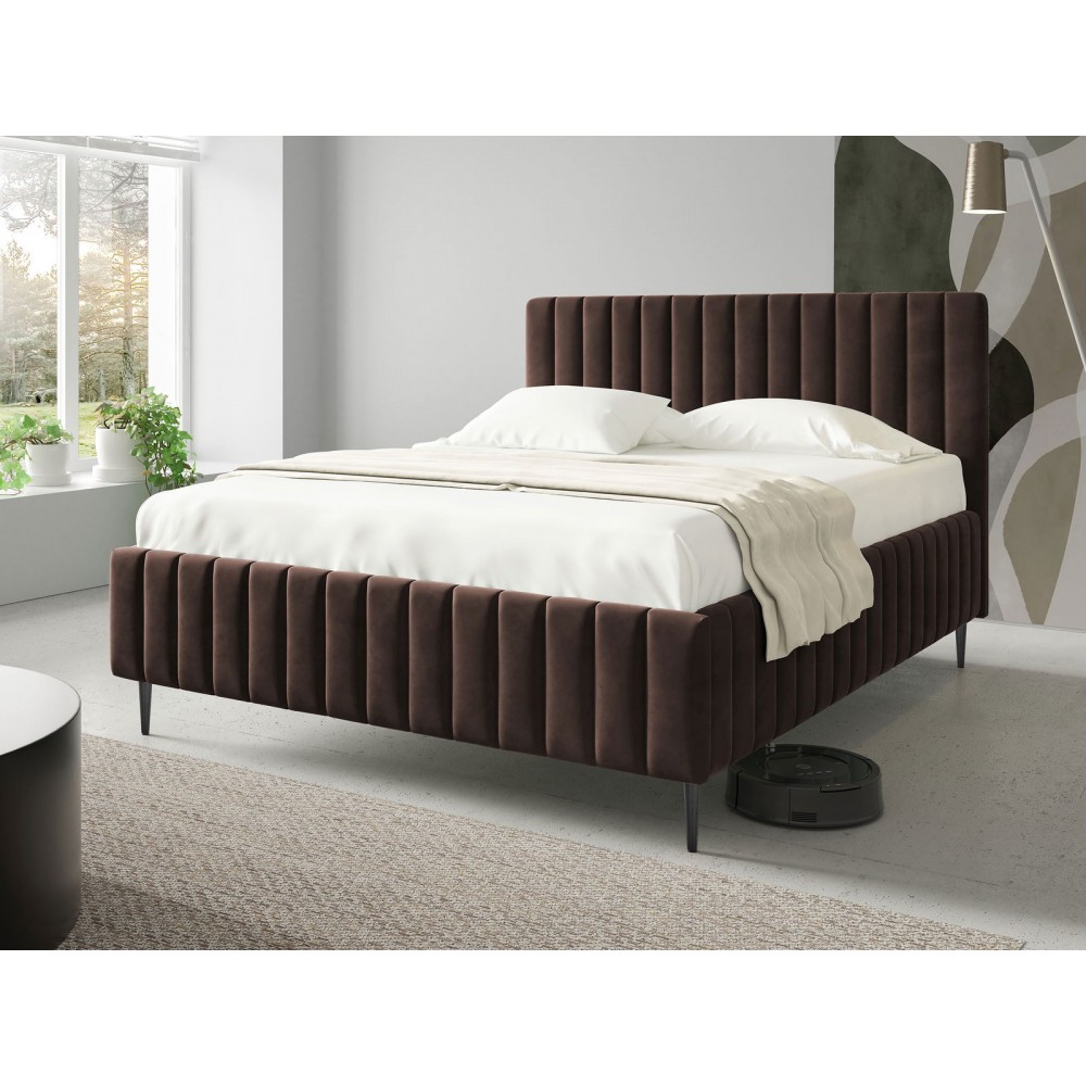 Επενδυμένο κρεβάτι Lewezo-Kafe-160 x 200