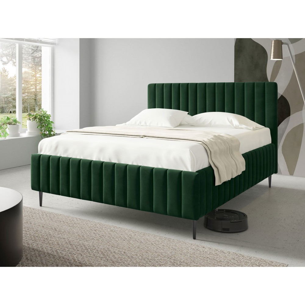 Επενδυμένο κρεβάτι Lewezo-Prasino Skouro-160 x 200