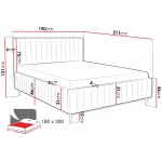 Επενδυμένο κρεβάτι Lewezo-Gkri-180 x 200