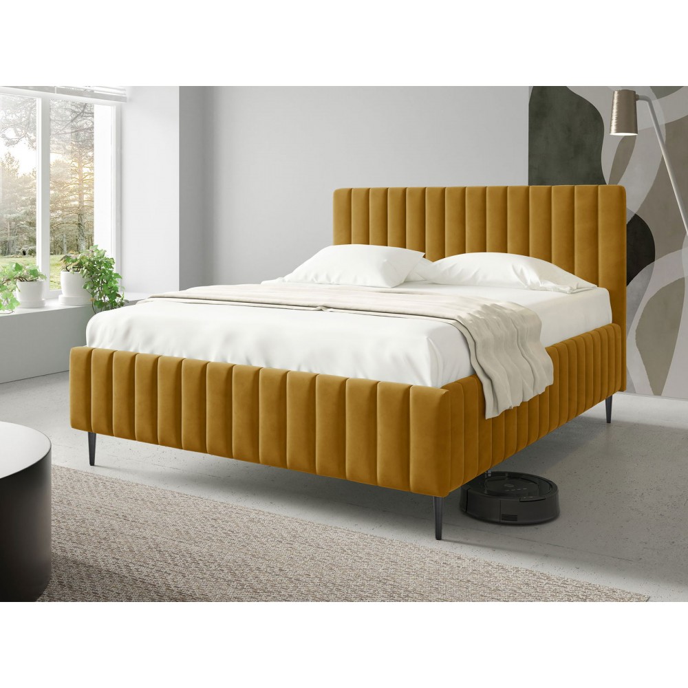 Επενδυμένο κρεβάτι Lewezo-Moustardi-140 x 200