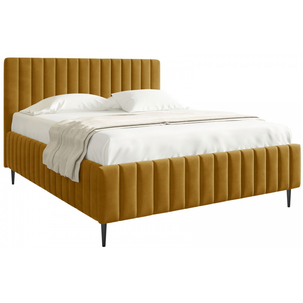 Επενδυμένο κρεβάτι Lewezo-Moustardi-140 x 200