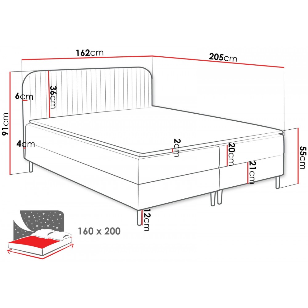 Επενδυμένο κρεβάτι Box Best I-Mpez-160 x 200
