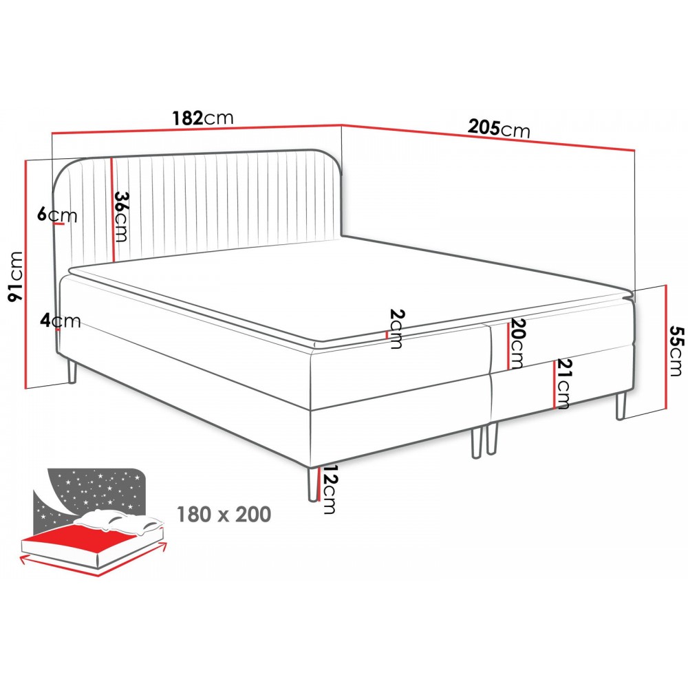 Επενδυμένο κρεβάτι Box Best I-Mpez-180 x 200