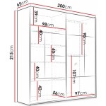 Ντουλάπα Boston 203 συρόμενη-Graphite