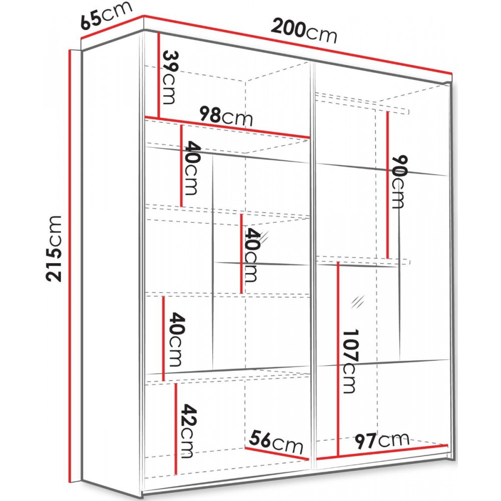 Ντουλάπα Boston 203 συρόμενη-Cashmere