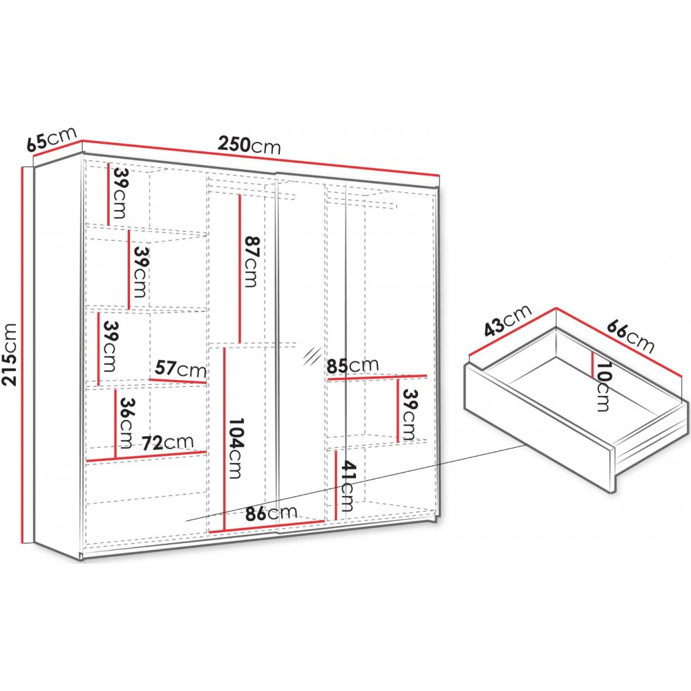 Ντουλάπα Boston 250 συρόμενη-Cashmere