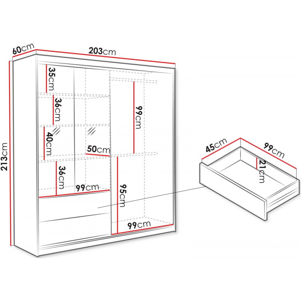 Ντουλάπα Majorka 203 συρόμενη