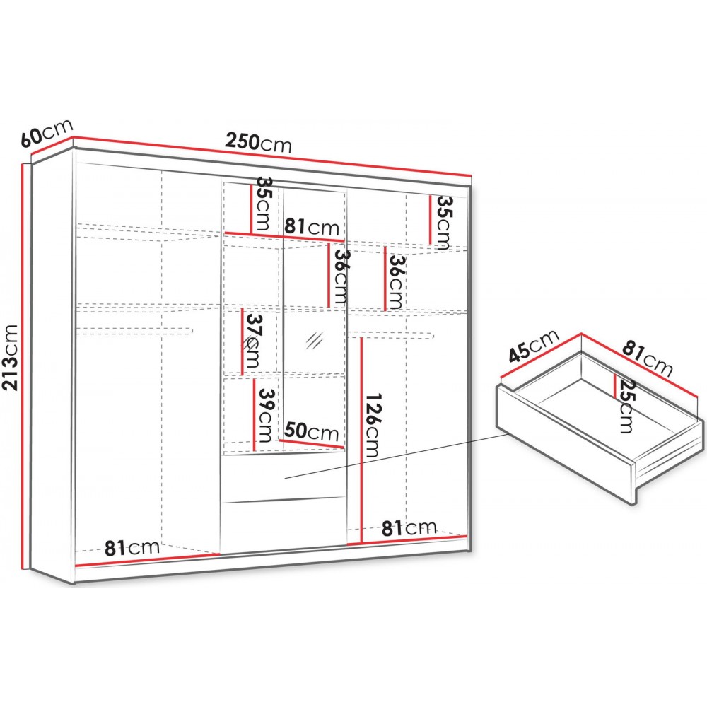 Ντουλάπα Majorka 250 συρόμενη