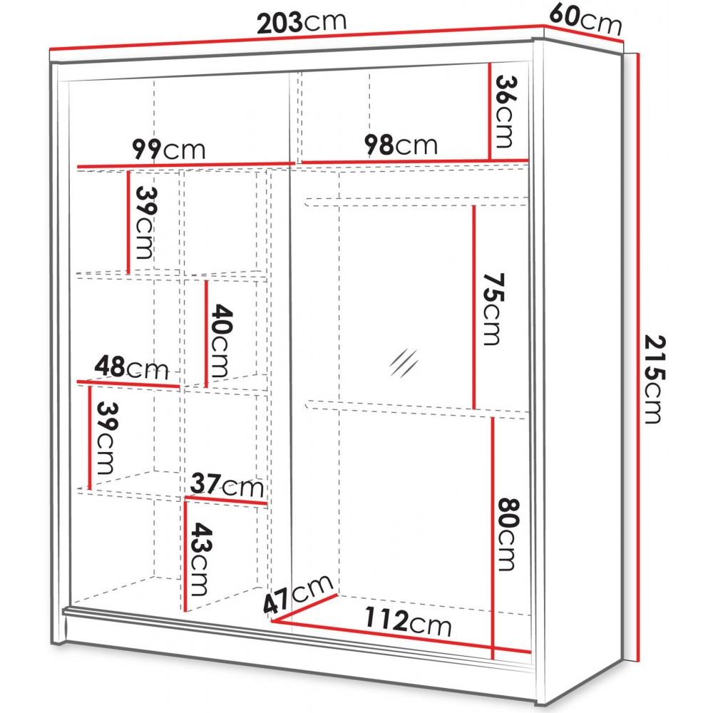 Ντουλάπα London 203 συρόμενη
